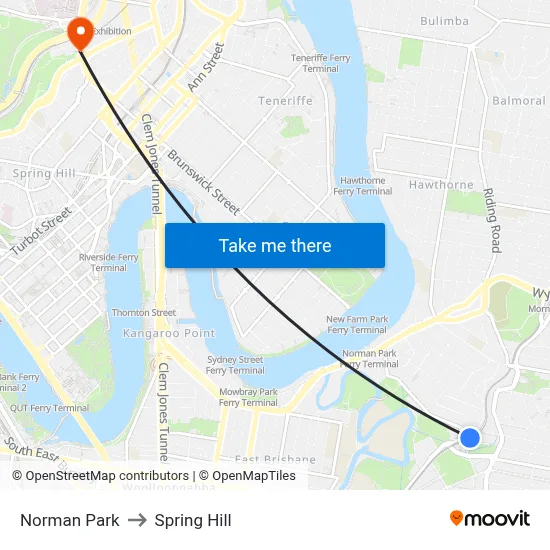 Norman Park to Spring Hill map