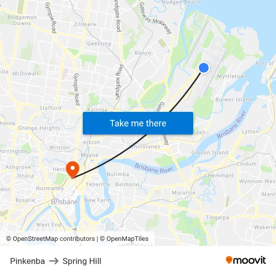 Pinkenba to Spring Hill map