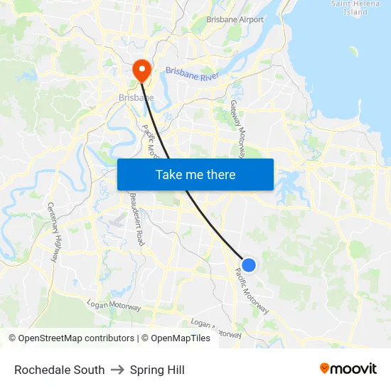 Rochedale South to Spring Hill map