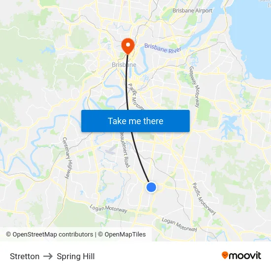 Stretton to Spring Hill map