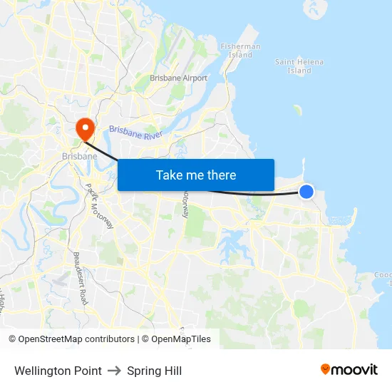 Wellington Point to Spring Hill map