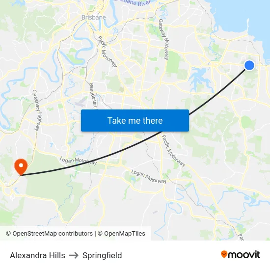 Alexandra Hills to Springfield map
