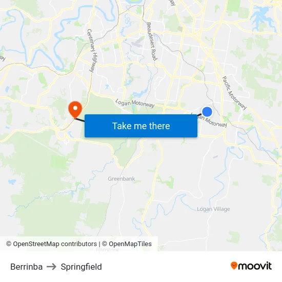 Berrinba to Springfield map