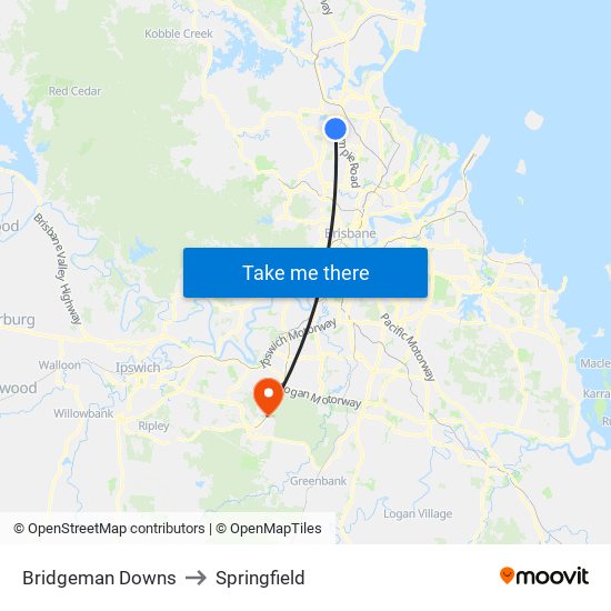 Bridgeman Downs to Springfield map