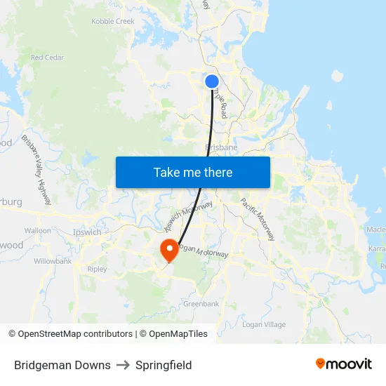 Bridgeman Downs to Springfield map