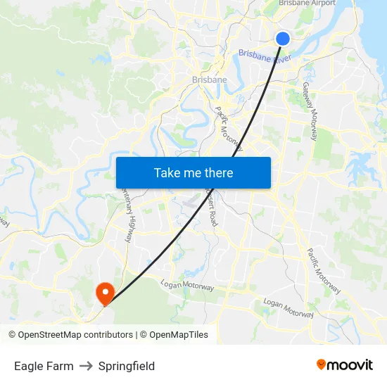 Eagle Farm to Springfield map