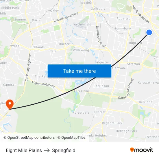 Eight Mile Plains to Springfield map