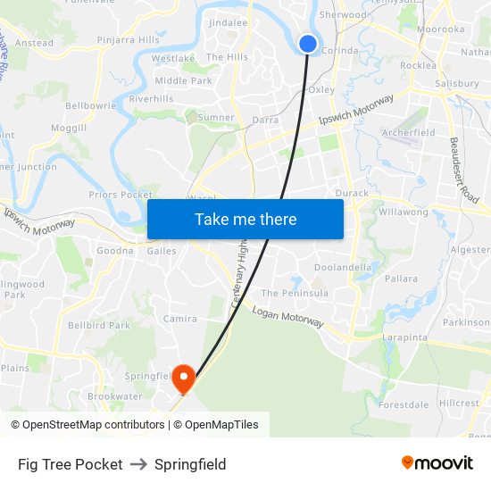 Fig Tree Pocket to Springfield map