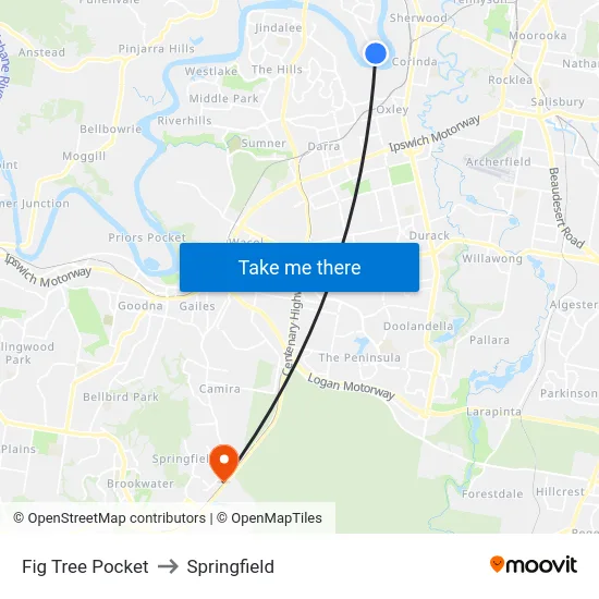 Fig Tree Pocket to Springfield map