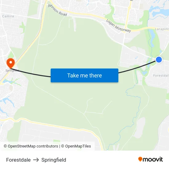 Forestdale to Springfield map