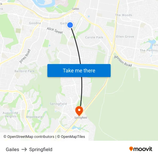 Gailes to Springfield map