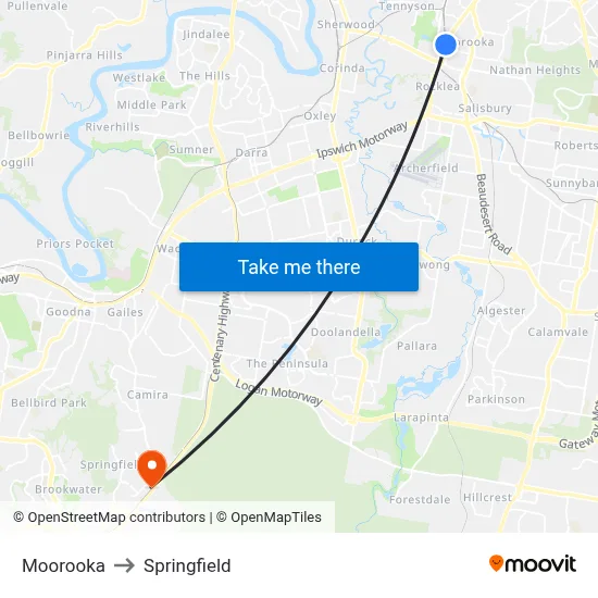 Moorooka to Springfield map