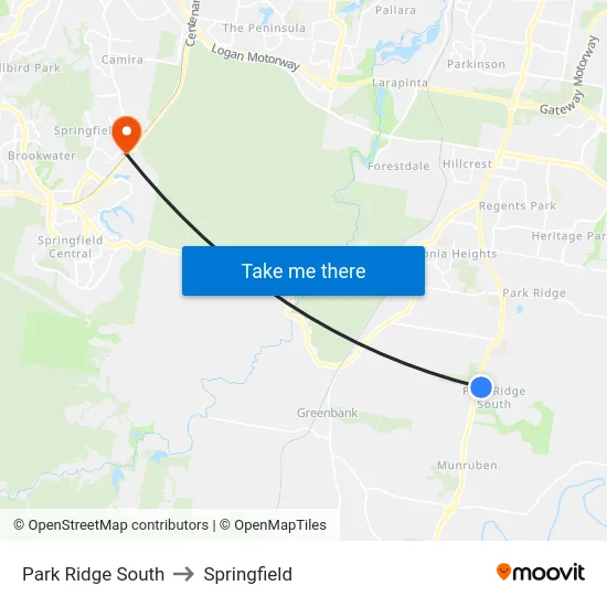 Park Ridge South to Springfield map