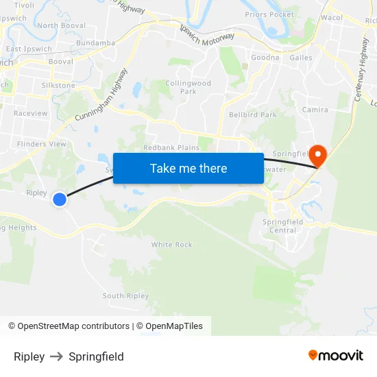 Ripley to Springfield map