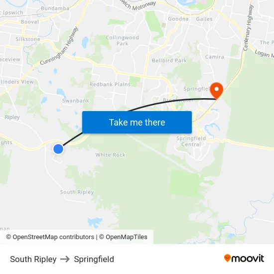 South Ripley to Springfield map