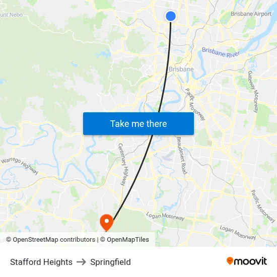 Stafford Heights to Springfield map