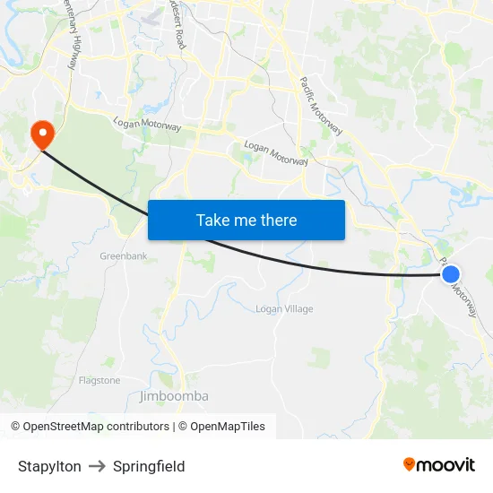 Stapylton to Springfield map