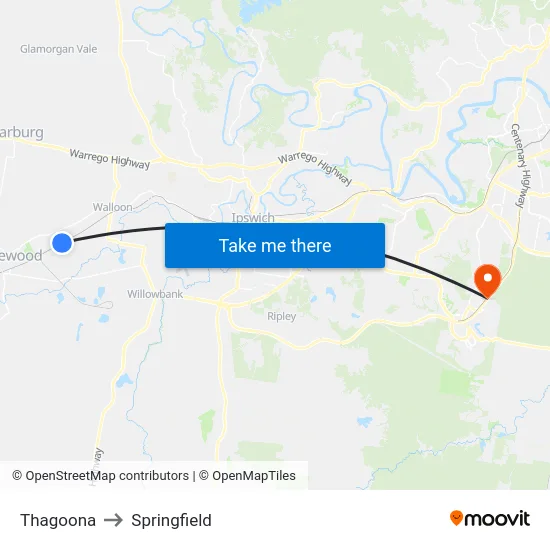 Thagoona to Springfield map