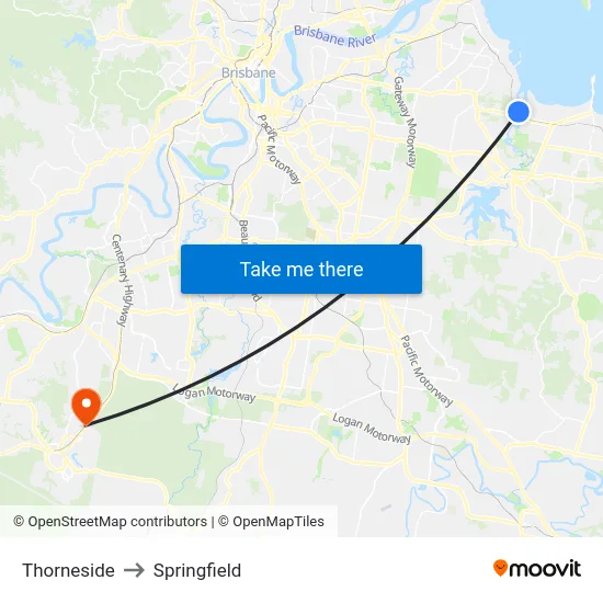 Thorneside to Springfield map