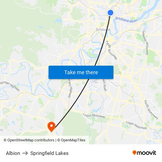Albion to Springfield Lakes map