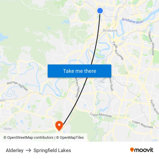 Alderley to Springfield Lakes map