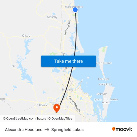 Alexandra Headland to Springfield Lakes map