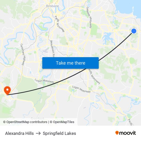 Alexandra Hills to Springfield Lakes map