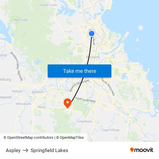 Aspley to Springfield Lakes map