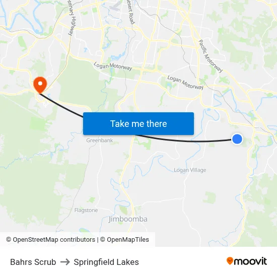 Bahrs Scrub to Springfield Lakes map