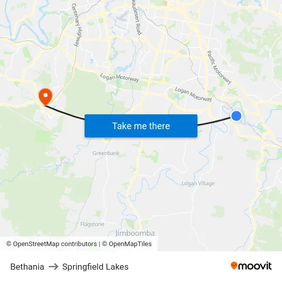 Bethania to Springfield Lakes map