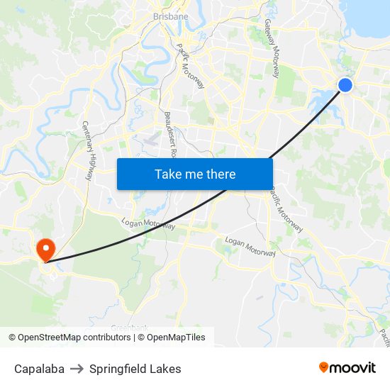 Capalaba to Springfield Lakes map