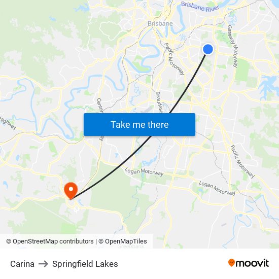 Carina to Springfield Lakes map