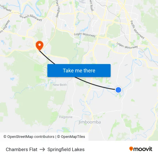 Chambers Flat to Springfield Lakes map