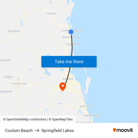 Coolum Beach to Springfield Lakes map