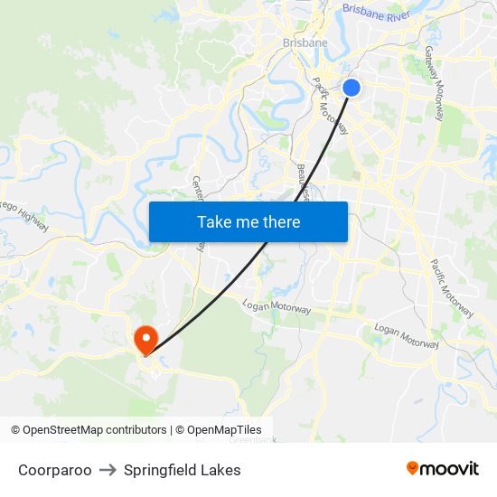 Coorparoo to Springfield Lakes map
