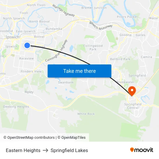 Eastern Heights to Springfield Lakes map