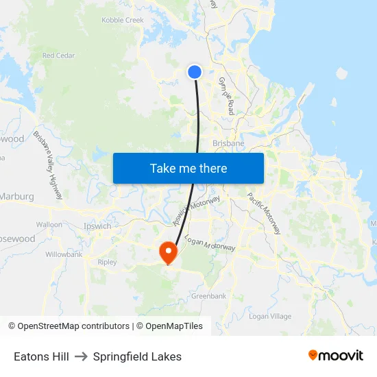 Eatons Hill to Springfield Lakes map