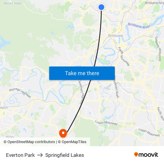 Everton Park to Springfield Lakes map
