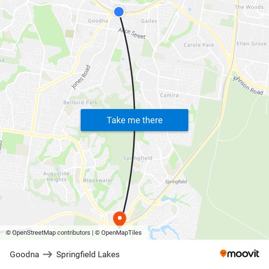 Goodna to Springfield Lakes map