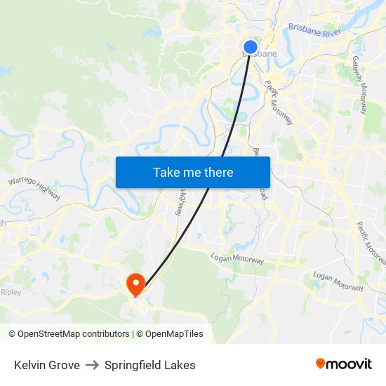 Kelvin Grove to Springfield Lakes map