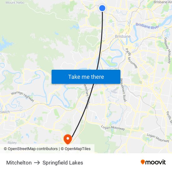 Mitchelton to Springfield Lakes map