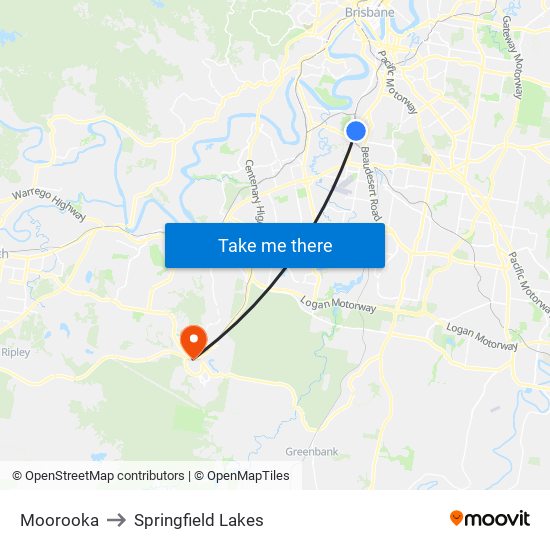 Moorooka to Springfield Lakes map