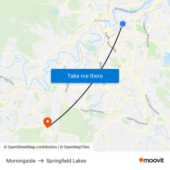 Morningside to Springfield Lakes map