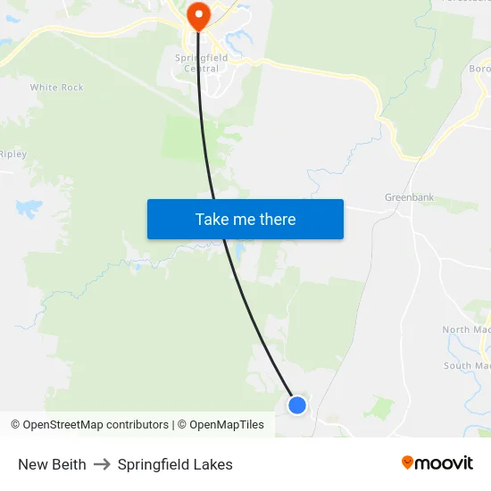 New Beith to Springfield Lakes map
