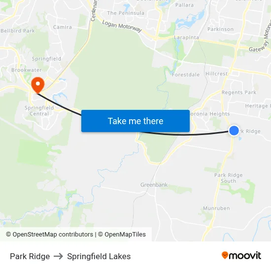 Park Ridge to Springfield Lakes map