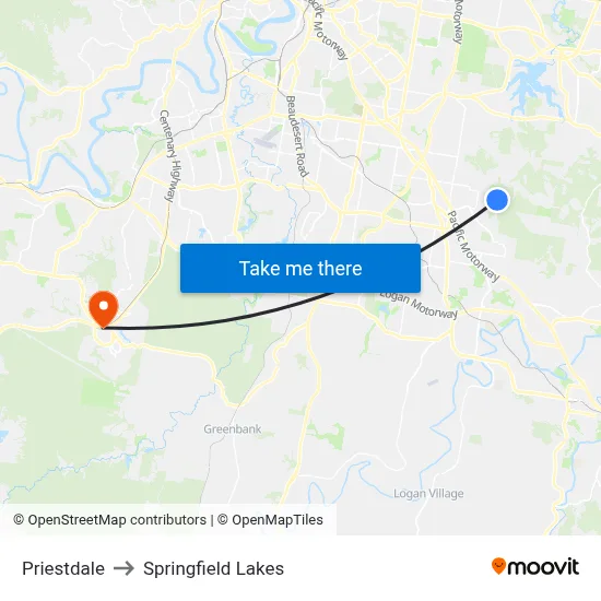 Priestdale to Springfield Lakes map
