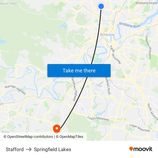 Stafford to Springfield Lakes map