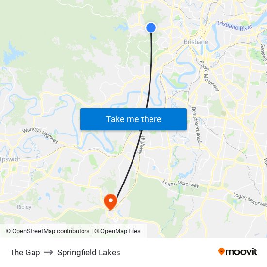 The Gap to Springfield Lakes map