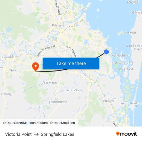Victoria Point to Springfield Lakes map