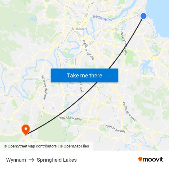 Wynnum to Springfield Lakes map